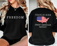 Charlie Kirk Freedom Shirt, A True Patriot Charlie Kirk Shirt, Charlie Kirk Is My Hero Tee, Front Back
