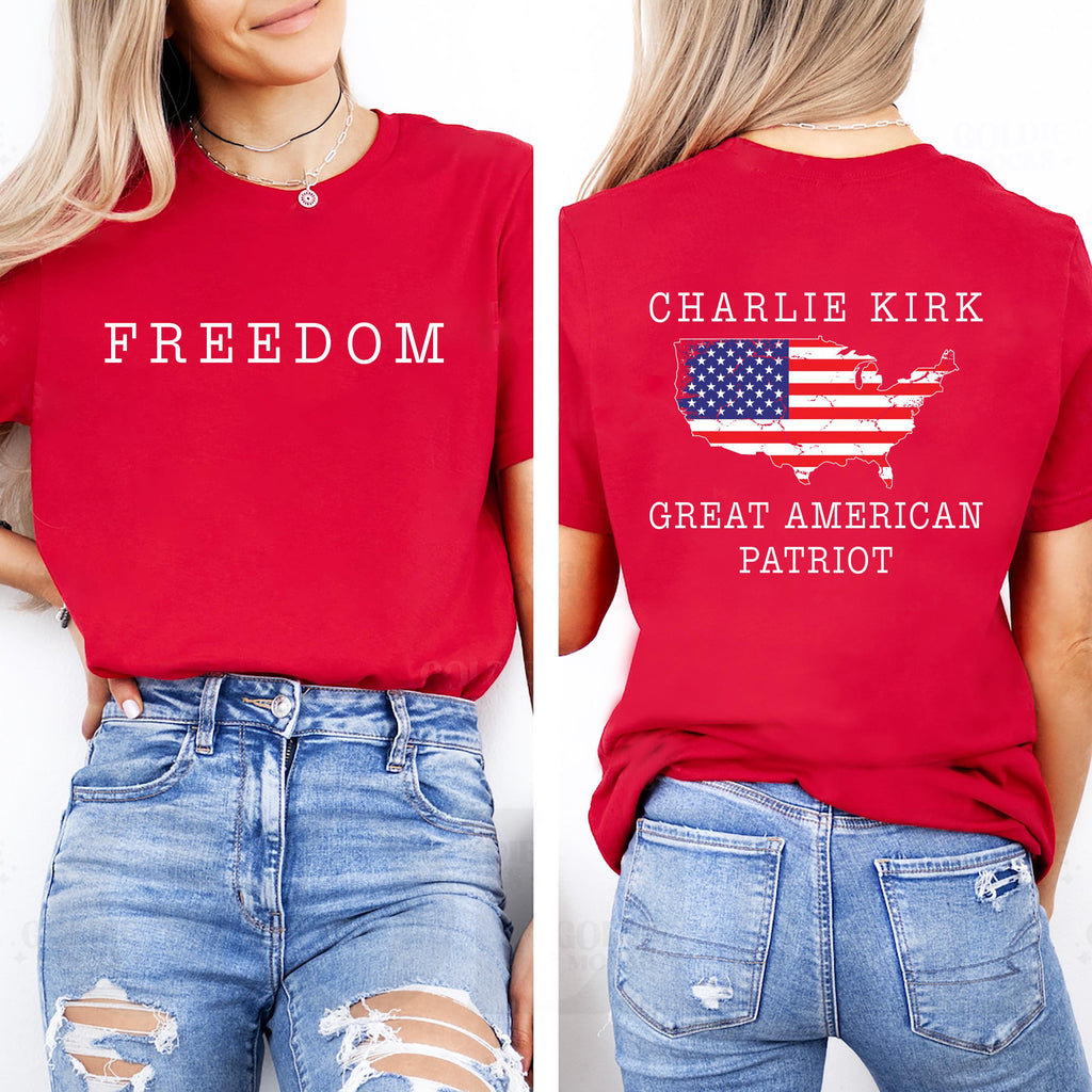 Charlie Kirk Freedom Shirt, A True Patriot Charlie Kirk Shirt, Charlie Kirk Is My Hero Tee, Front Back
