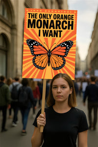 No Kings In America Protest Sign, Anti-Trump, The Only Orange Monarch I Want Political Activist Poster Resist Fascism Rally Sign