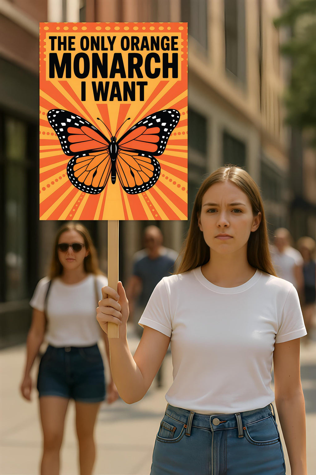 No Kings In America Protest Sign, Anti-Trump, The Only Orange Monarch I Want Political Activist Poster Resist Fascism Rally Sign