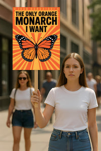 No Kings In America Protest Sign, Anti-Trump, The Only Orange Monarch I Want Political Activist Poster Resist Fascism Rally Sign