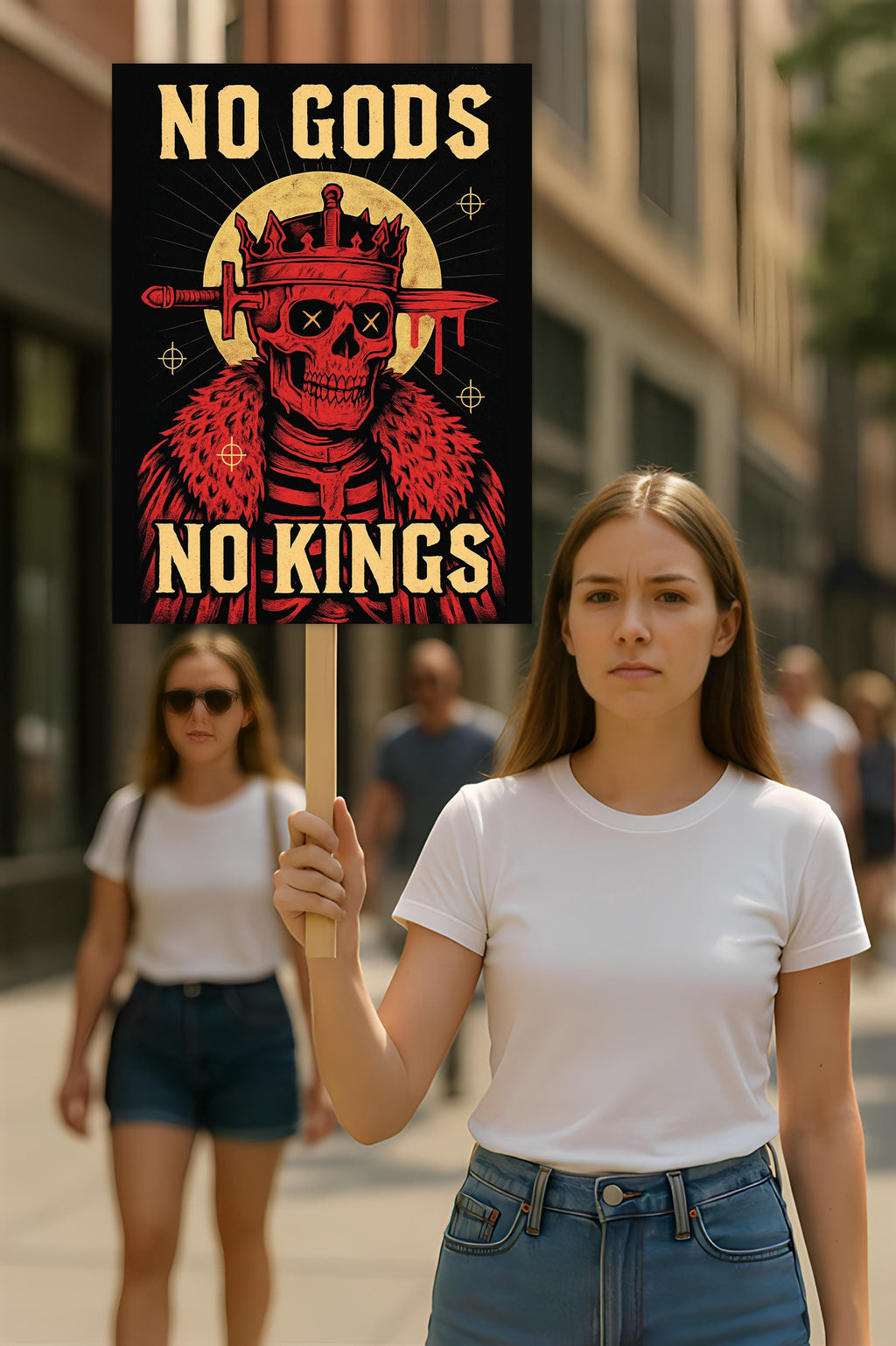 No Kings In America Protest Sign, Anti-Trump, Resist Fascism Rally Sign, Democracy Not Oligarchy Political Activist Poster