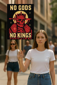 No Kings In America Protest Sign, Anti-Trump, Resist Fascism Rally Sign, Democracy Not Oligarchy Political Activist Poster