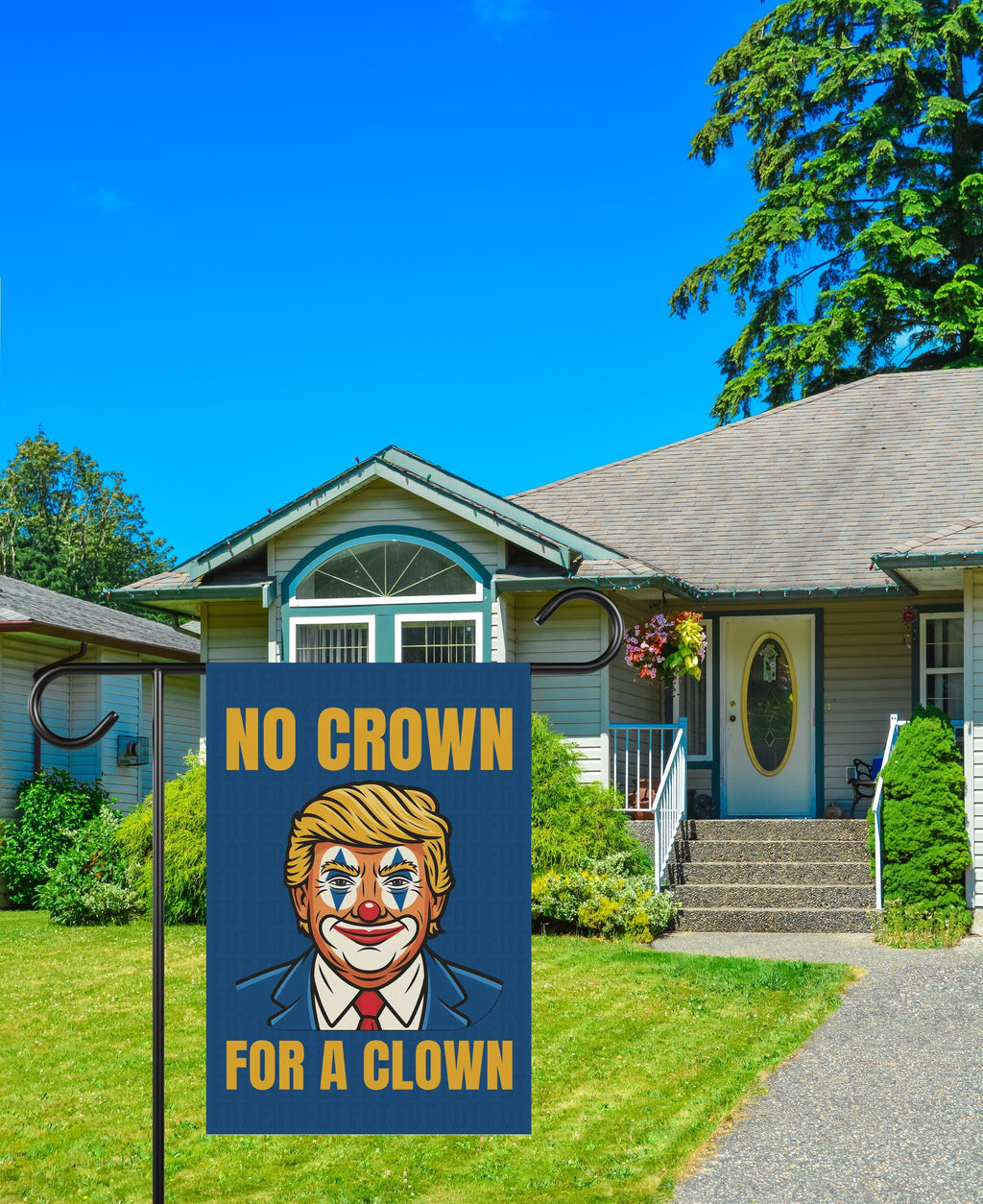 No Kings In America Garden Flag, Double Sided, No Crown for a Clown, Anti-Trump, Resist Racism Flag, Resist Fascism Flag