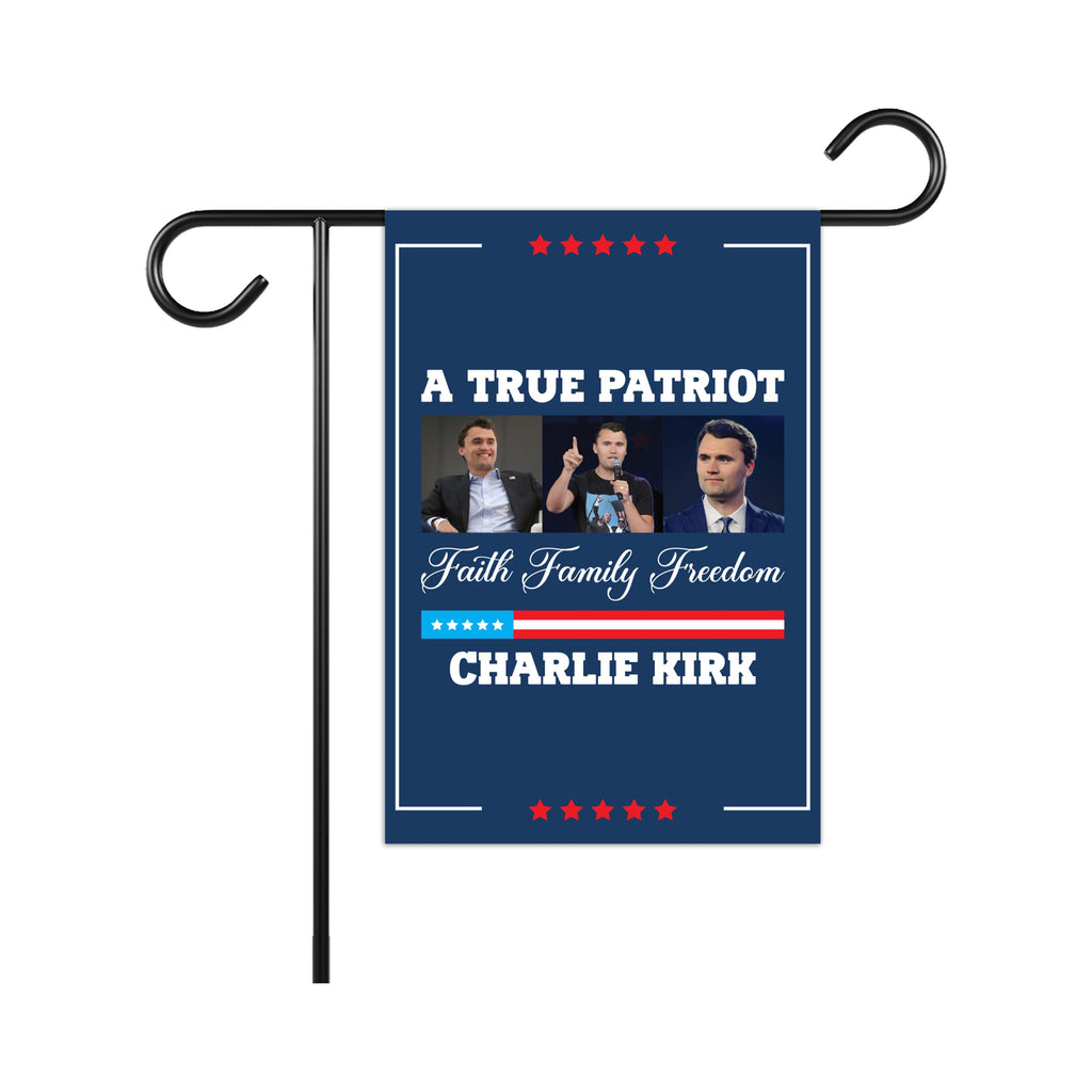 Justice for Charlie Garden Flag, A True Patriot Charlie Kirk Yard Flag, Charlie Kirk Is My Hero Outdoor Flag, Charlie Kirk Freedom Flag