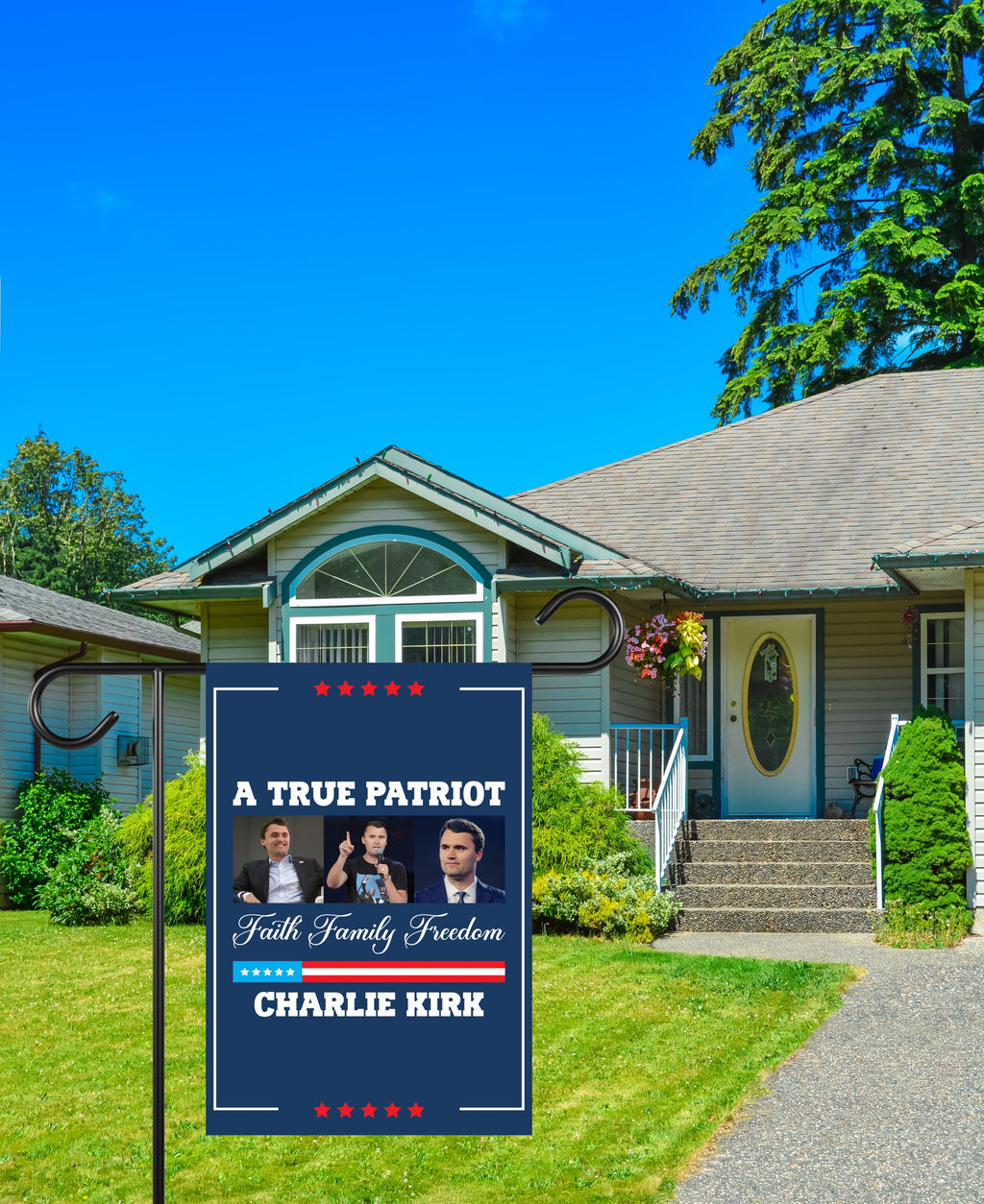 Justice for Charlie Garden Flag, A True Patriot Charlie Kirk Yard Flag, Charlie Kirk Is My Hero Outdoor Flag, Charlie Kirk Freedom Flag
