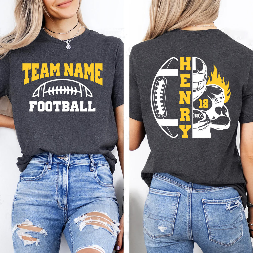 Personalized Football Shirt, Custom Team Name and Number Shirt, Football Mom Tee, Front Back