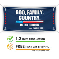 Charlie Kirk Is My Hero Banner Sign, Justice For Charlie Kirk Political Sign, A True Patriot Charlie Kirk Vinyl Banner with Metal Grommets
