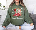 Howdy Christmas Hoodie, Cowgirl Boots Christmas Shirt, Coquette Cowgirl Hoodie