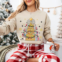 Christmas Pencil Tree Teacher Sweatshirt, Crayon Tree Light Shirt, Teacher Christmas Sweatshirt