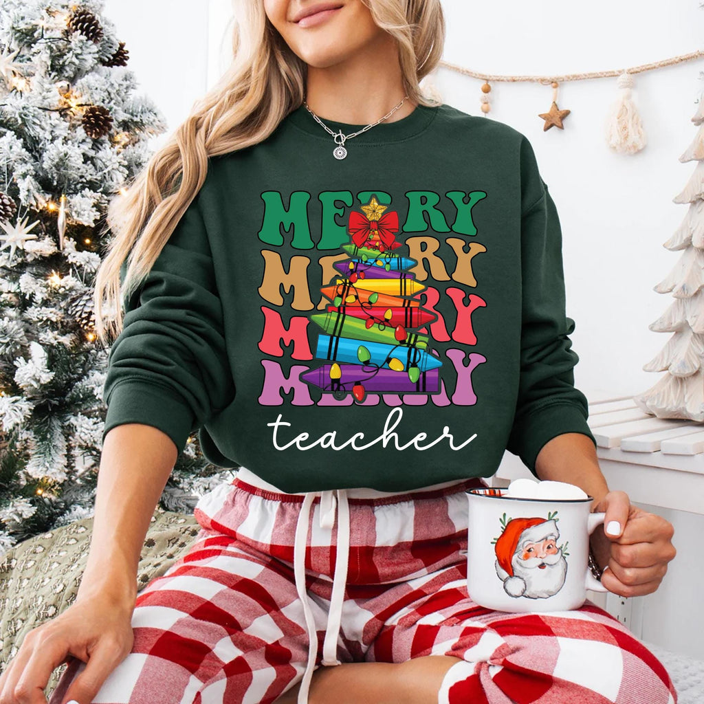 Merry Teacher Shirt, Teacher Christmas Shirt, Teacher Holiday Tee
