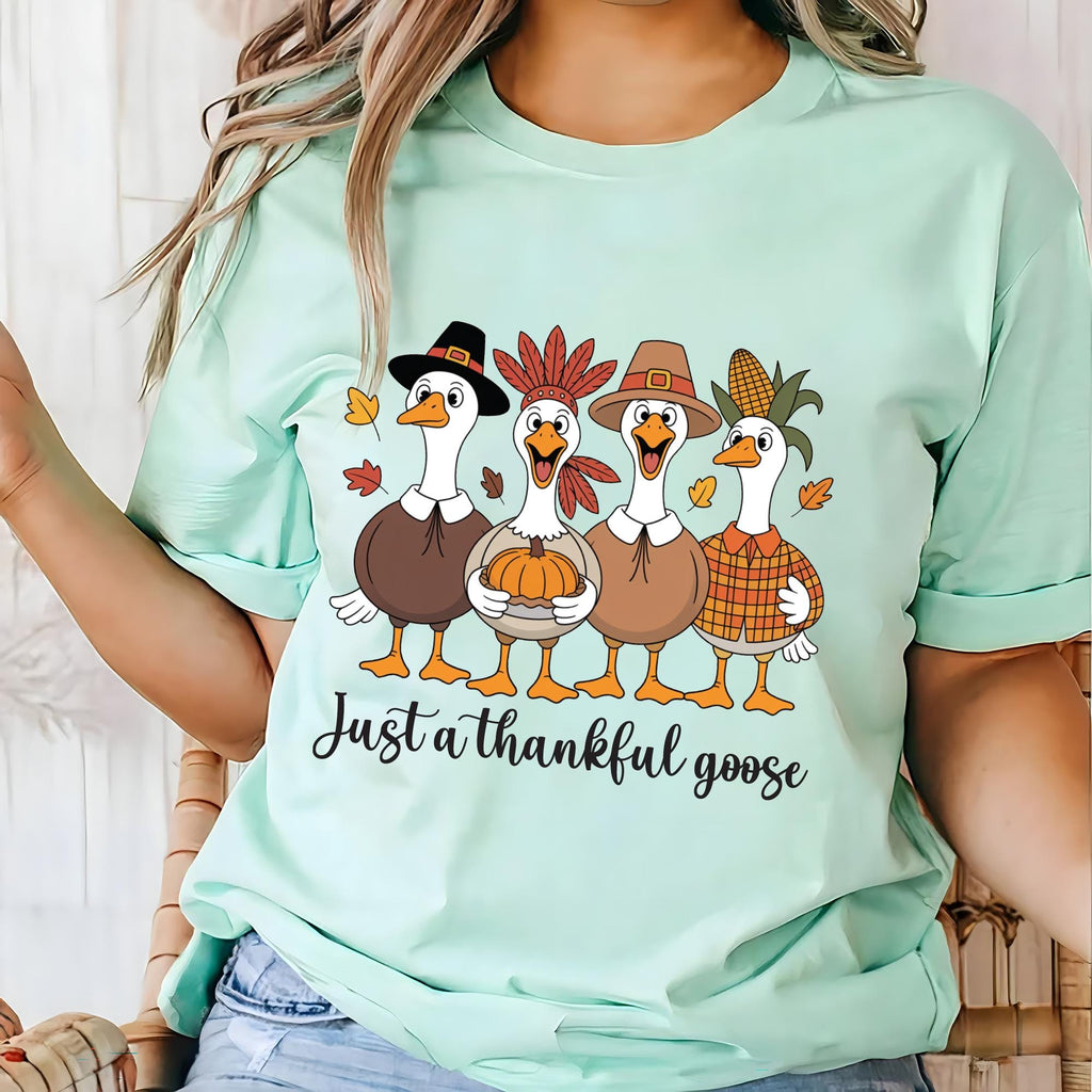 Just a Thankful Goose Shirt, Pilgrim Goose Shirt, Thankful Silly Goose Tee