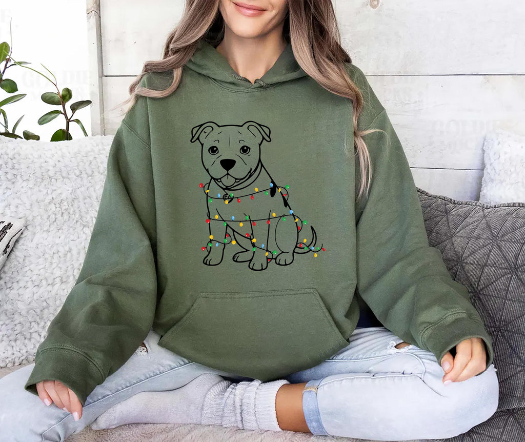 Cute Christmas Dog Hoodie, Pitbull Holiday Shirt, Family Xmas Hoodie