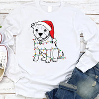 Cute Christmas Dog Long Sleeve Shirt, Pitbull Holiday Shirt, Family Xmas Tee