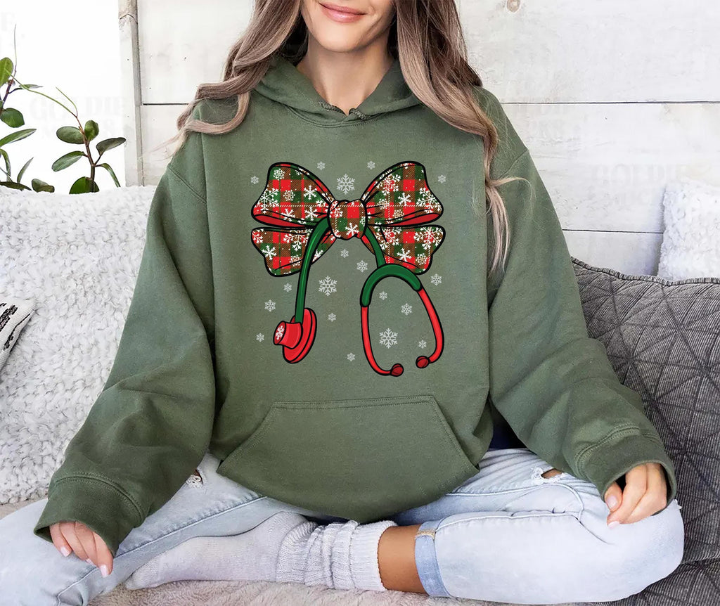 Stethoscope Christmas Nurse Hoodie, Christmas Nurse Shirt, Nurse Christmas Hoodie