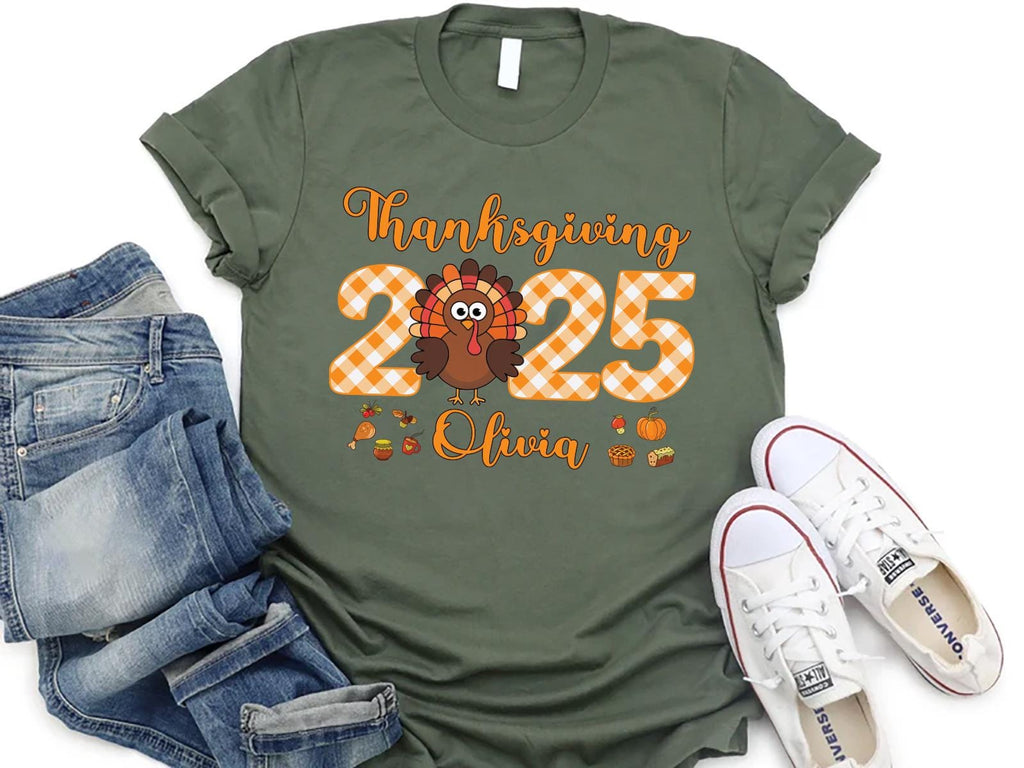 Thanksgiving Family Shirt 2025, Turkey Matching Family Shirt, Personalized Thanksgiving Group Tee