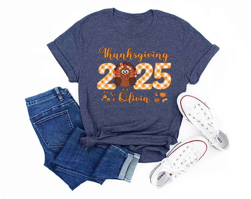 Thanksgiving Family Shirt 2025, Turkey Matching Family Shirt, Personalized Thanksgiving Group Tee