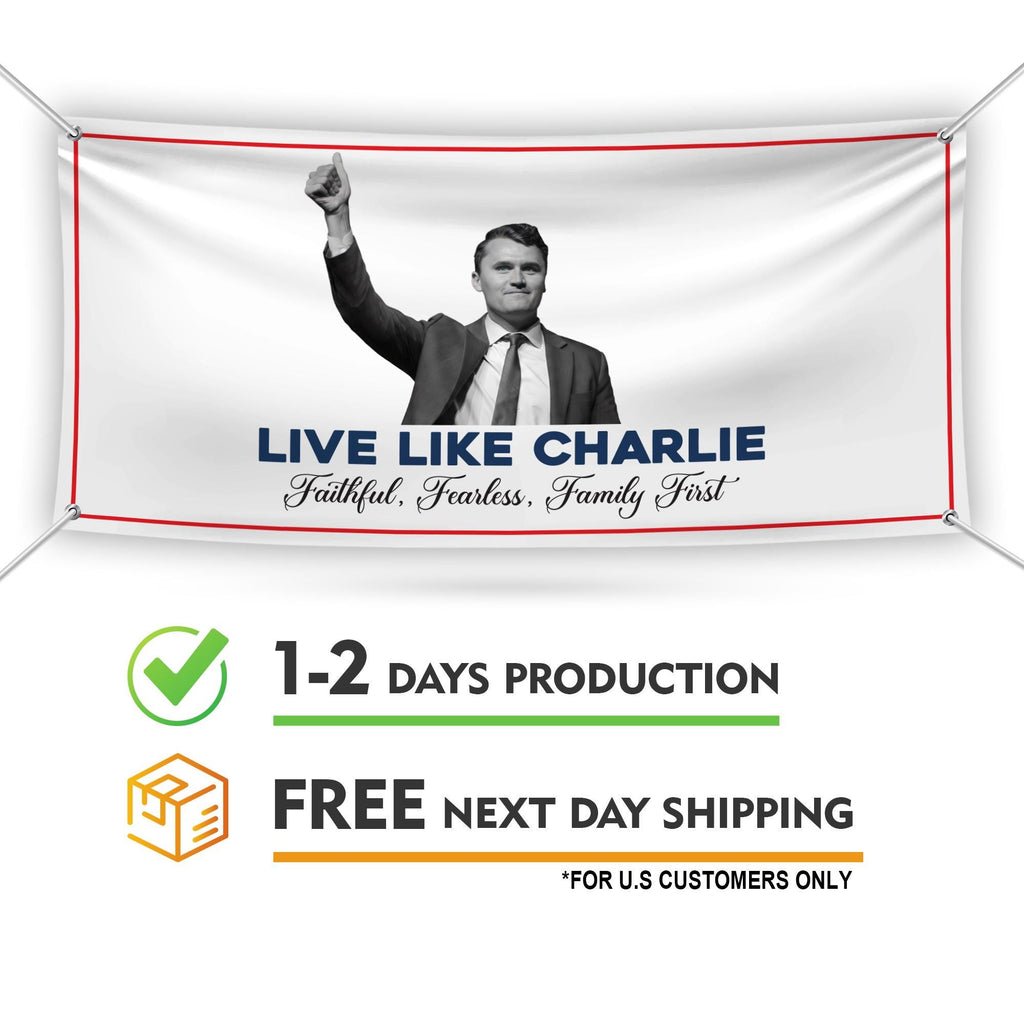 Charlie Kirk Is My Hero Banner Sign, Justice For Charlie Kirk Political Sign, A True Patriot Charlie Kirk Vinyl Banner with Metal Grommets