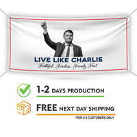 Charlie Kirk Is My Hero Banner Sign, Justice For Charlie Kirk Political Sign, A True Patriot Charlie Kirk Vinyl Banner with Metal Grommets