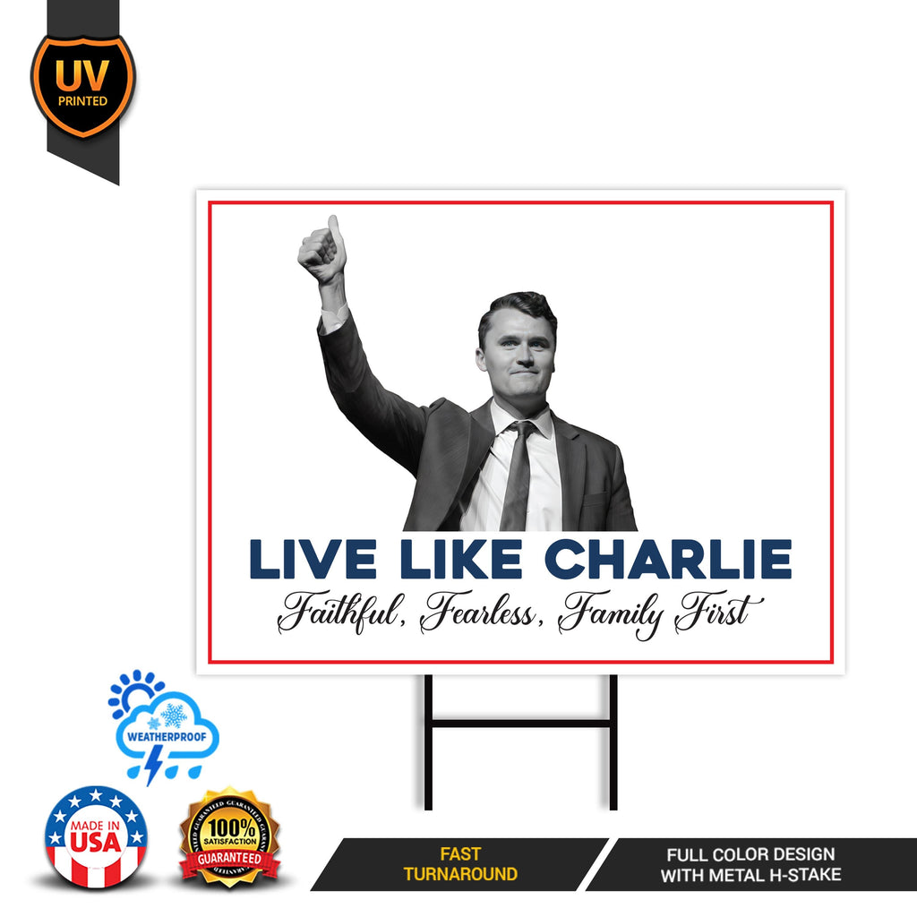 Justice for Charlie Yard Sign, A True Patriot Charlie Kirk Sign, Charlie Kirk Is My Hero Sign, Charlie Kirk Freedom Sign with Metal H-Stake