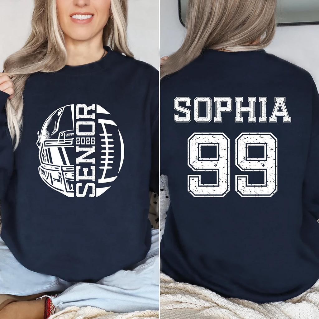 Custom Football Senior 2026 Sweatshirt, Personalized Football Senior Shirt, Football Season Sweatshirt, Front Back