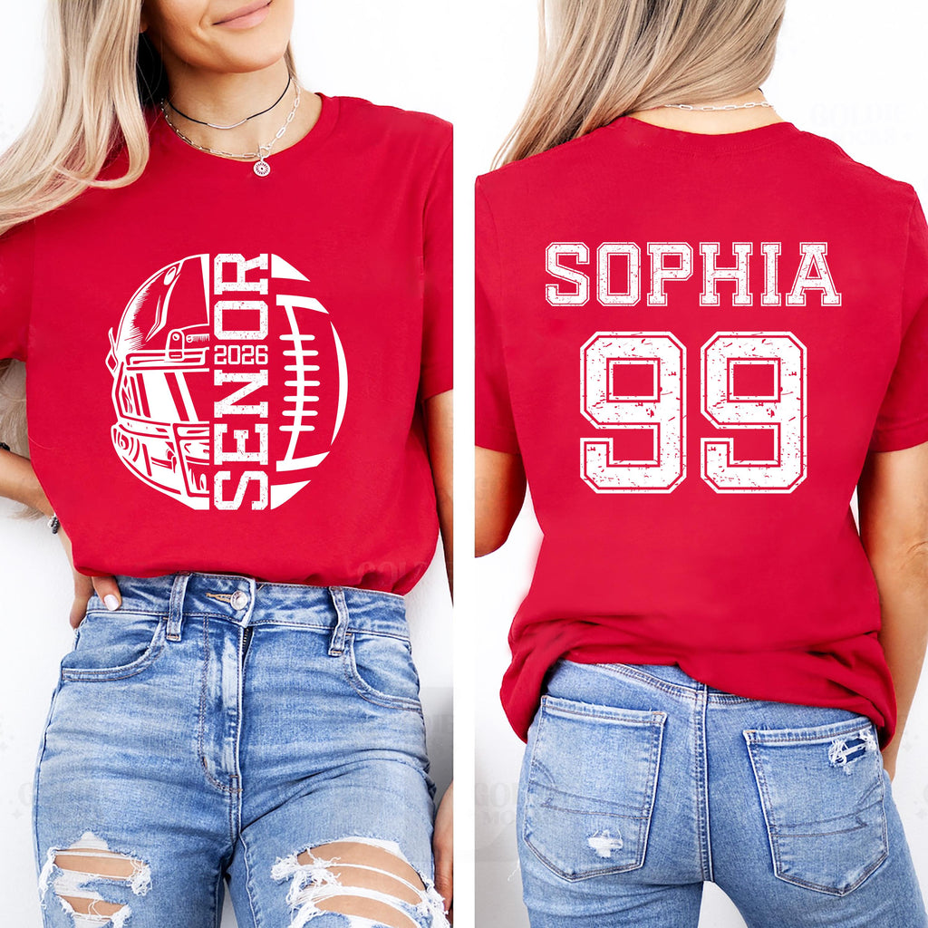 Custom Football Senior 2026 Sweatshirt, Personalized Football Senior Shirt, Football Season Sweatshirt, Front Back