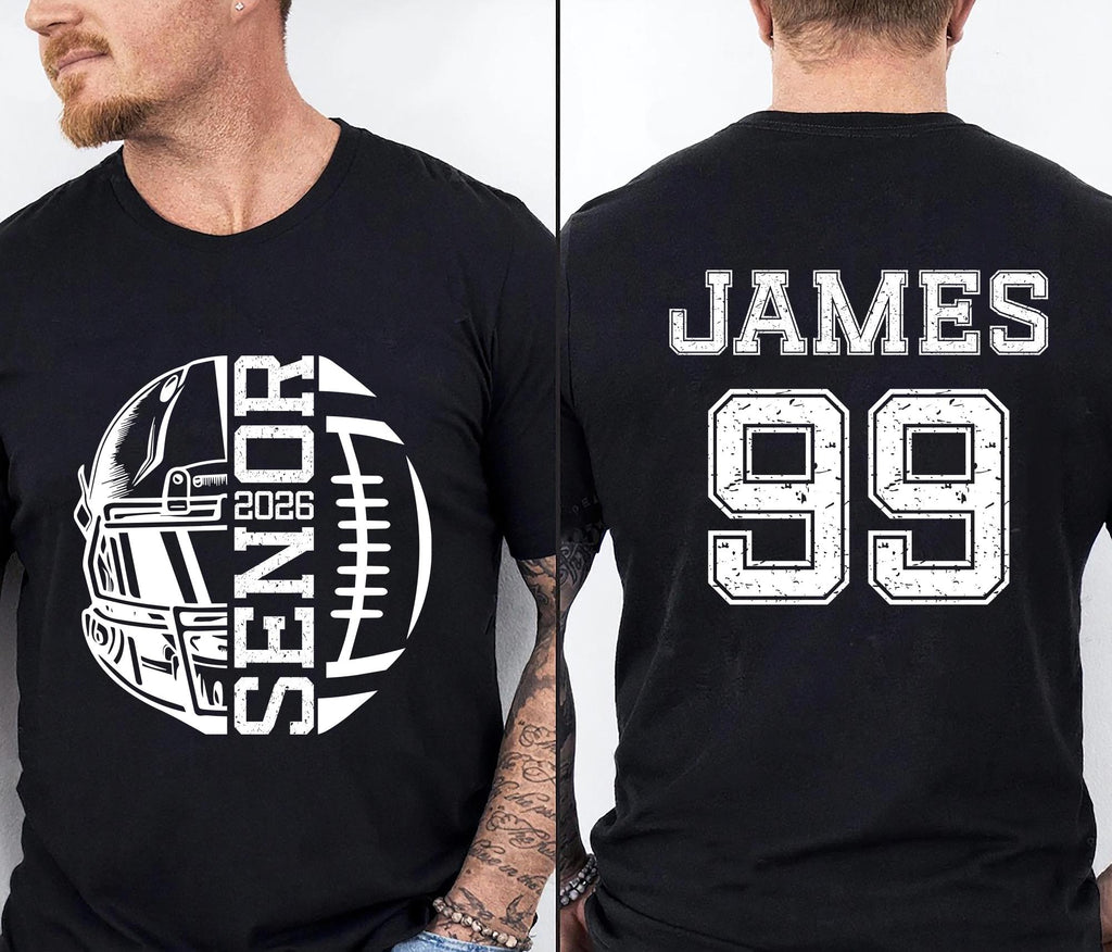 Custom Football Senior 2026 Sweatshirt, Personalized Football Senior Shirt, Football Season Sweatshirt, Front Back