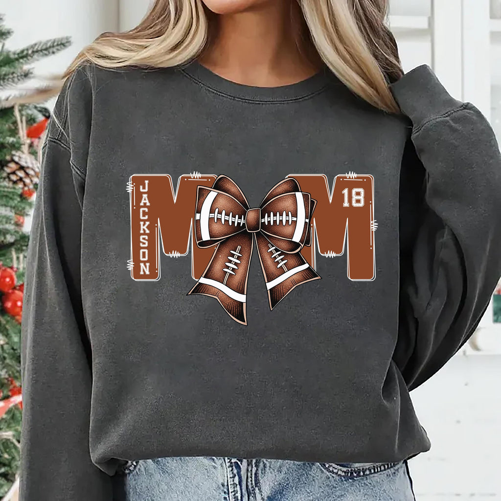 Football Mom Shirt with Kids Name and Jersey Number, Custom Game Day Shirt, Personalized Football Gift for Mom