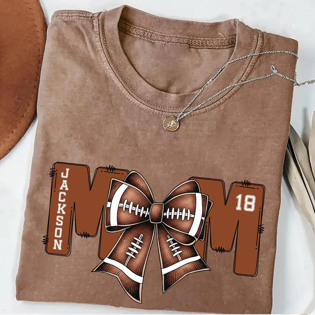 Football Mom Shirt with Kids Name and Jersey Number, Custom Game Day Shirt, Personalized Football Gift for Mom