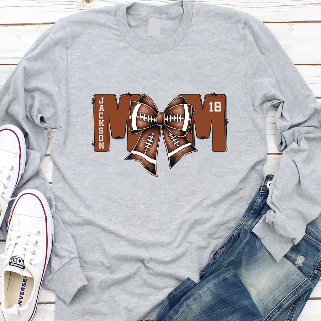 Football Mom Shirt with Kids Name and Jersey Number, Custom Game Day Shirt, Personalized Football Gift for Mom