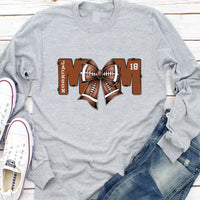 Football Mom Shirt with Kids Name and Jersey Number, Custom Game Day Shirt, Personalized Football Gift for Mom