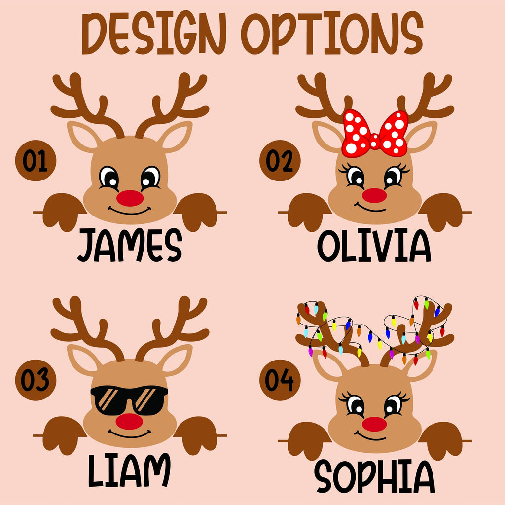 Reindeer Family Christmas Shirt, Personalized Christmas Family Shirt, Custom Family Name Tea