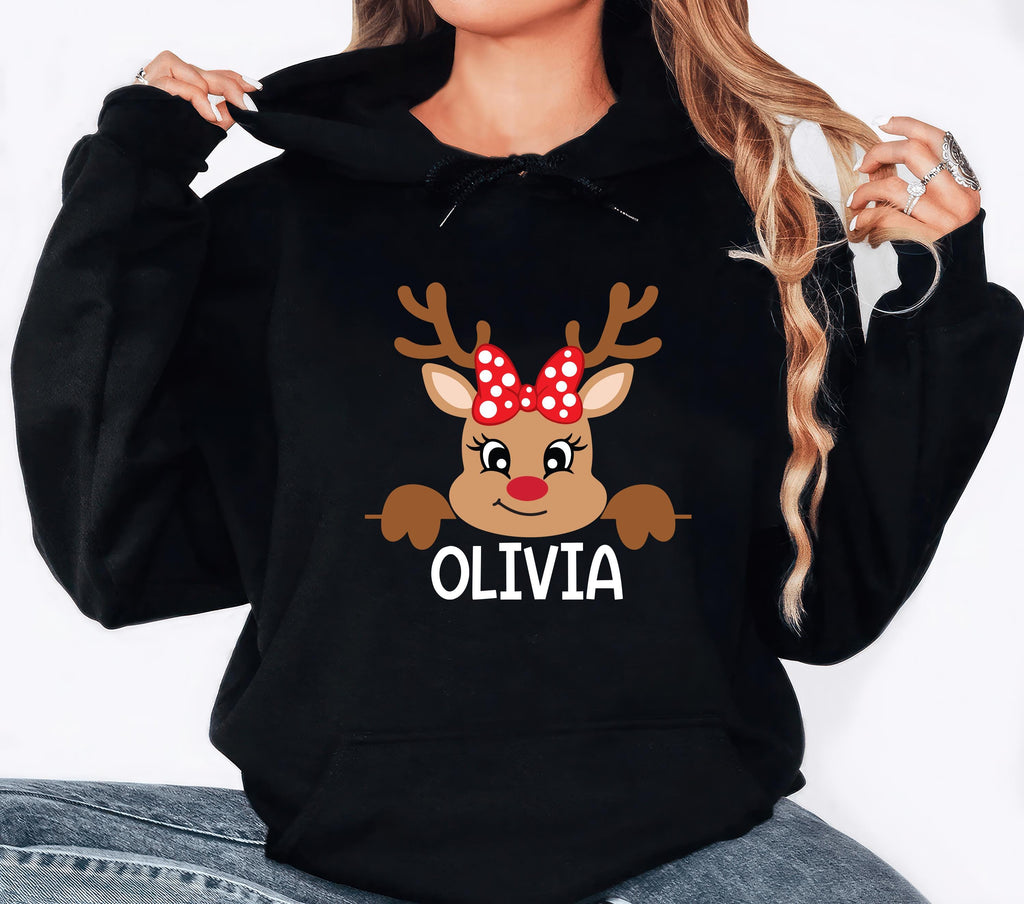 Reindeer Family Christmas Shirt, Personalized Christmas Family Shirt, Custom Family Name Tea