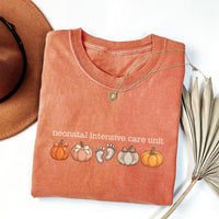NICU Nurse Shirt, Neonatal Intensive Care Unit Shirt, Fall Autumn Doctor RN Pumpkins Footprints Tee