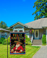 Feliz Navidad Garden Flag, Double Sided, Mexican Christmas Decoration, Spanish Winter Holiday Party Yard Flag, Front Yard Welcome Sign