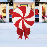 Christmas Peppermint Lollipop Yard Sign, Outdoor Holiday Lawn Decorations with Stakes, Candy Cane Walkway Yard Stake for Garden, Party Décor