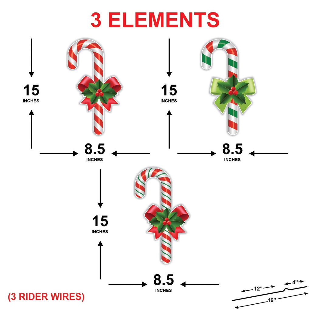 Candy Cane Christmas Yard Signs, Outdoor Holiday Lawn Stakes with Bows, Festive Xmas Garden Pathway Decoration for Lawn, Patio & Party Décor