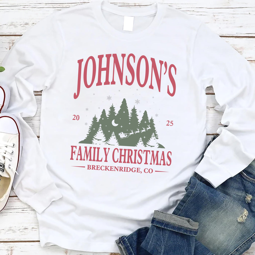 Personalized Family Christmas Long Sleeve Shirt, Matching Family Christmas Shirt, Custom Name Christmas Tee