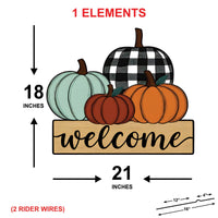 Fall Pumpkin Welcome Yard Sign, Rustic Farmhouse Lawn Decoration with Stakes, Autumn Harvest Outdoor Thanksgiving Porch Garden Décor