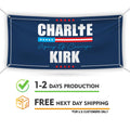 Charlie Kirk Is My Hero Banner Sign, Justice For Charlie Kirk Political Sign, A True Patriot Charlie Kirk Vinyl Banner with Metal Grommets