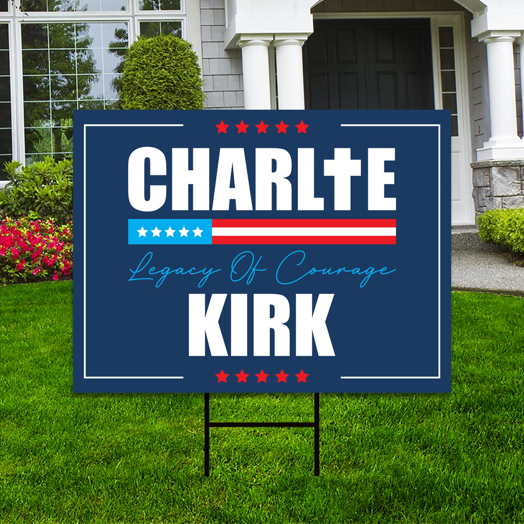 Justice for Charlie Yard Sign, A True Patriot Charlie Kirk Sign, Charlie Kirk Is My Hero Sign, Charlie Kirk Freedom Sign with Metal H-Stake