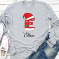 Custom Family Christmas Long Sleeve Shirt with Name, Xmas Family Matching Initial Shirt, Personalized Christmas Couple Tee