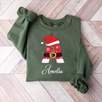 Custom Family Christmas Sweatshirt with Name, Xmas Family Matching Initial Shirt, Personalized Christmas Couple Sweatshirt