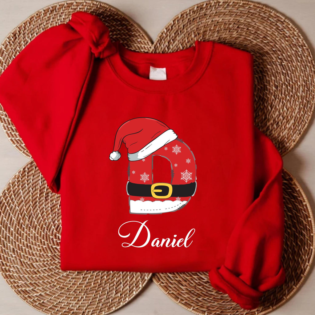 Custom Family Christmas Sweatshirt with Name, Xmas Family Matching Initial Shirt, Personalized Christmas Couple Sweatshirt