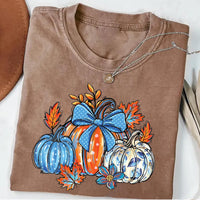 Floral Fall Pumpkin Shirt, Boho Autumn Flowers Shirt, Preppy Pumpkin Coquette Tee