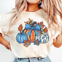 Floral Fall Pumpkin Shirt, Boho Autumn Flowers Shirt, Preppy Pumpkin Coquette Tee