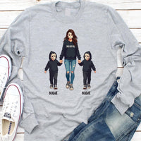 Halloween Horror Mama Long Sleeve Shirt, Custom Kids Name Shirt, Custom Spooky Mama Tee