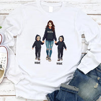 Halloween Horror Mama Long Sleeve Shirt, Custom Kids Name Shirt, Custom Spooky Mama Tee