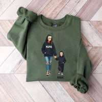 Halloween Horror Mama Sweatshirt, Custom Kids Name Shirt, Custom Spooky Mama Sweatshirt
