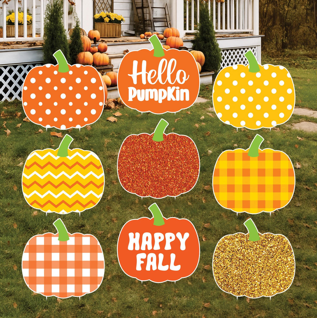 Fall Pumpkin Yard Signs, Autumn Harvest Lawn Decorations with Stakes, Happy Fall Outdoor Thanksgiving Patio Garden Pathway Décor